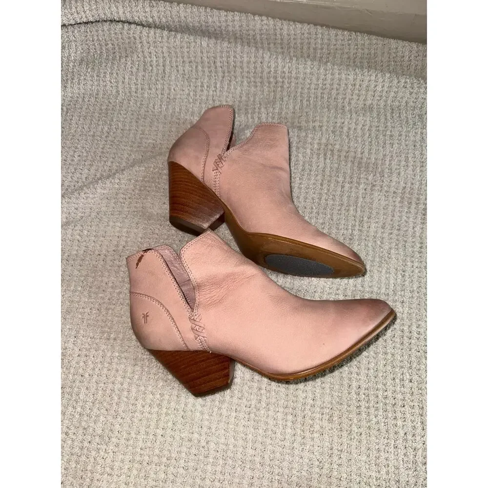 Frye Reina Cutout Booties Short Ankle Boots size 9.5 taupe pink color